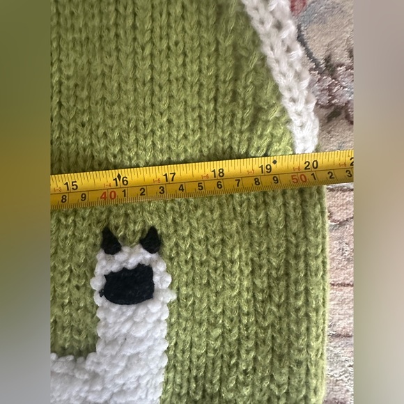 Dreamers by Debut Green Chunky Knit Llama Sweater Vest Oversized Size S–M - Picture 5 of 6